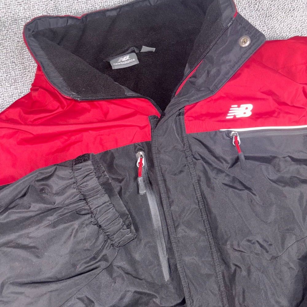 New Balance Hooded Fleece Lined Jacket Mens XXL Red Black Athletic Logo Outdoor